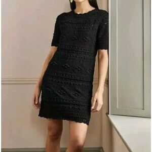 BODEN Claudia Textured Knit Knitted Sweater Dress in Black Size US 2R